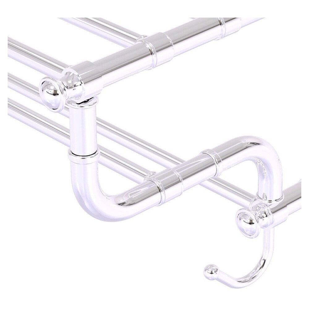 Allied Brass Carolina Collection 30-in Towel Shelf with Double Towel Bar in Polished Chrome