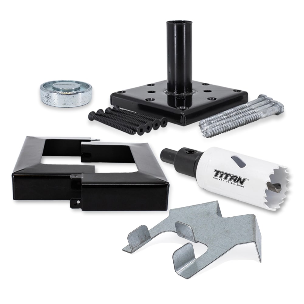 TITAN BUILDING PRODUCTS 4-in x 4-in Powder Coated Black Painted Galvanized Steel Deck Post Stabilizer