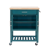 Powell Green Wood Base with Wood Butcher Block Top Rolling Kitchen Cart (28-in x 20.25-in x 33.5-in)