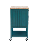 Powell Green Wood Base with Wood Butcher Block Top Rolling Kitchen Cart (28-in x 20.25-in x 33.5-in)