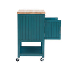 Powell Green Wood Base with Wood Butcher Block Top Rolling Kitchen Cart (28-in x 20.25-in x 33.5-in)