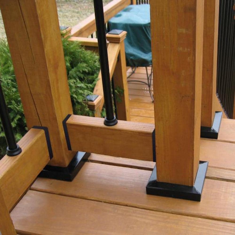 TITAN BUILDING PRODUCTS 4-in x 4-in Powder Coated Black Painted Galvanized Steel Deck Post Stabilizer