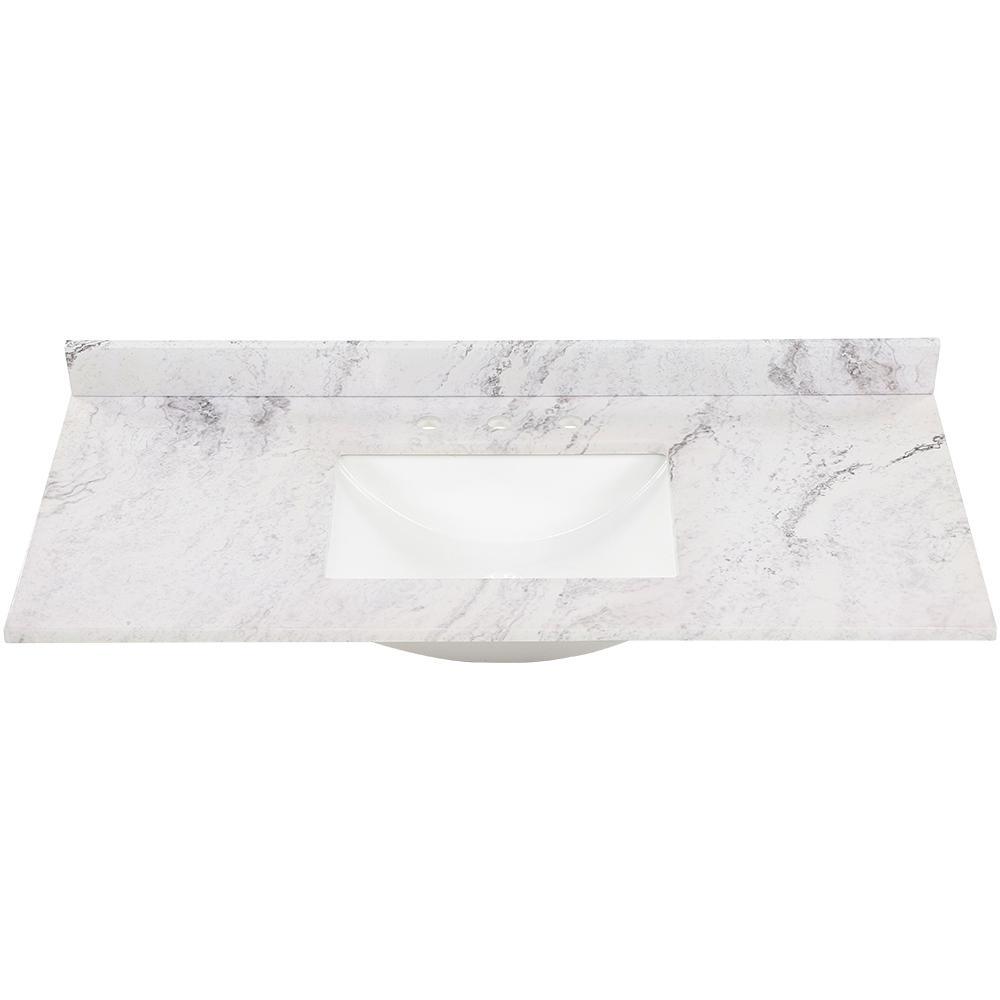 37 in. W x 22 in. D Stone Effects Vanity Top in Cold Fusion with White Sink - Super Arbor