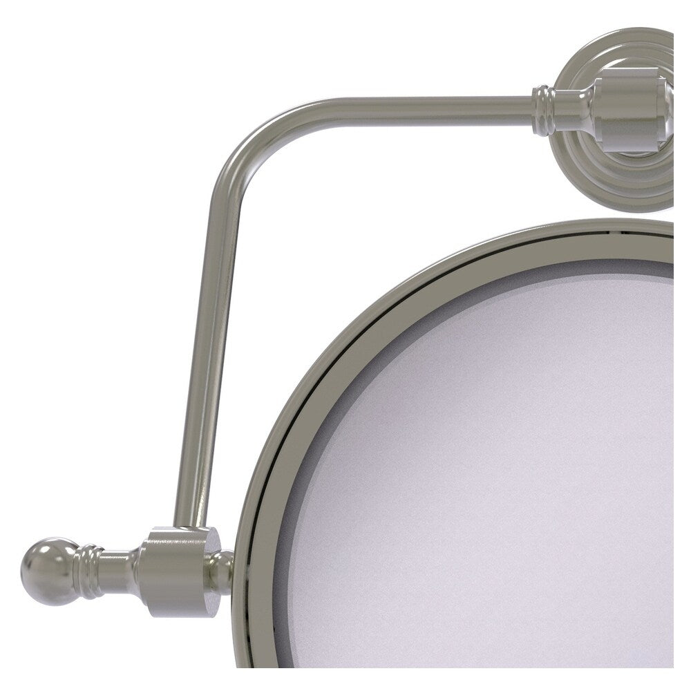 Allied Brass Retro Wave 7-in x 8-in Satin Nickel Double-Sided Magnifying Wall-Mounted Vanity Mirror