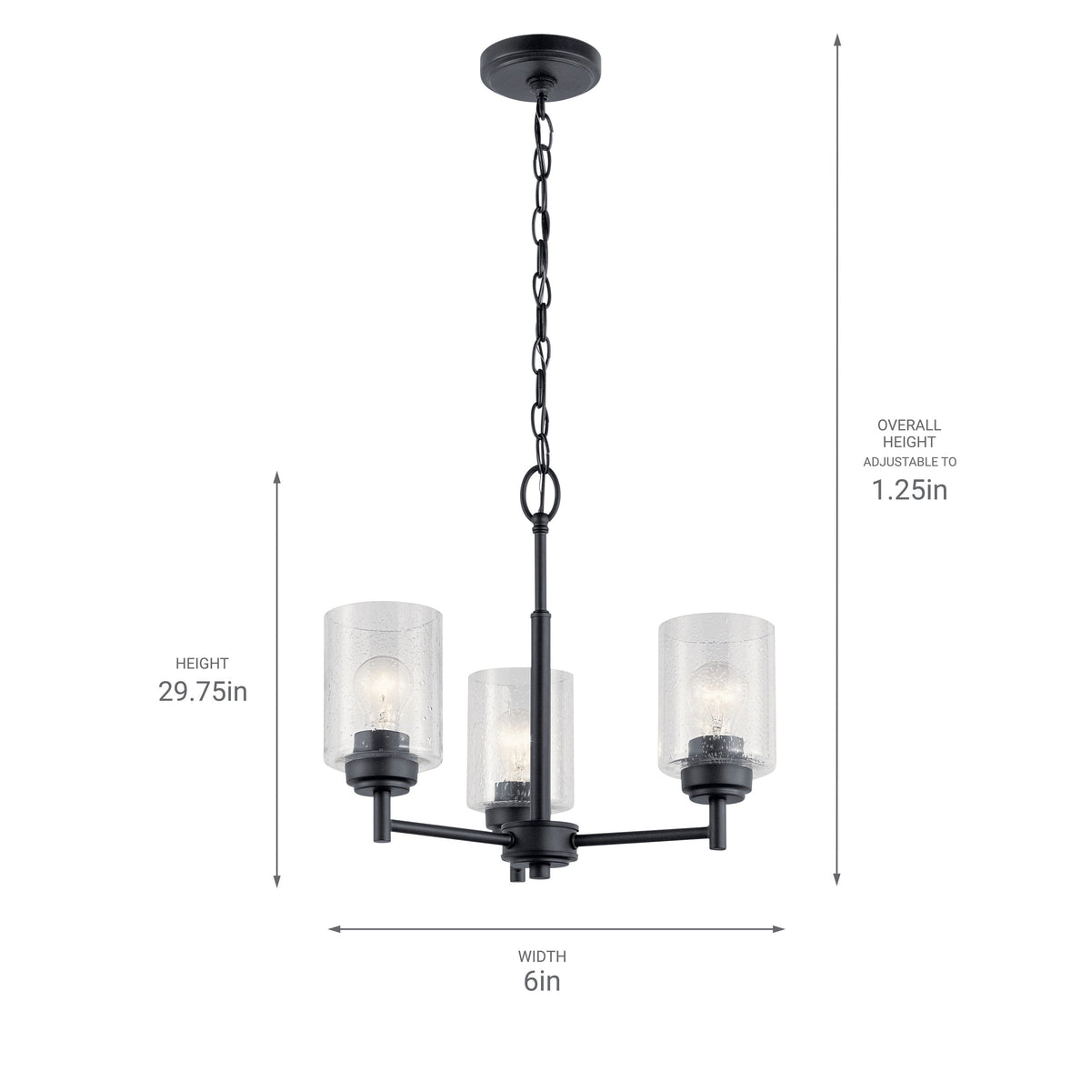 Kichler Winslow 3-Light Black Modern/Contemporary Chandelier
