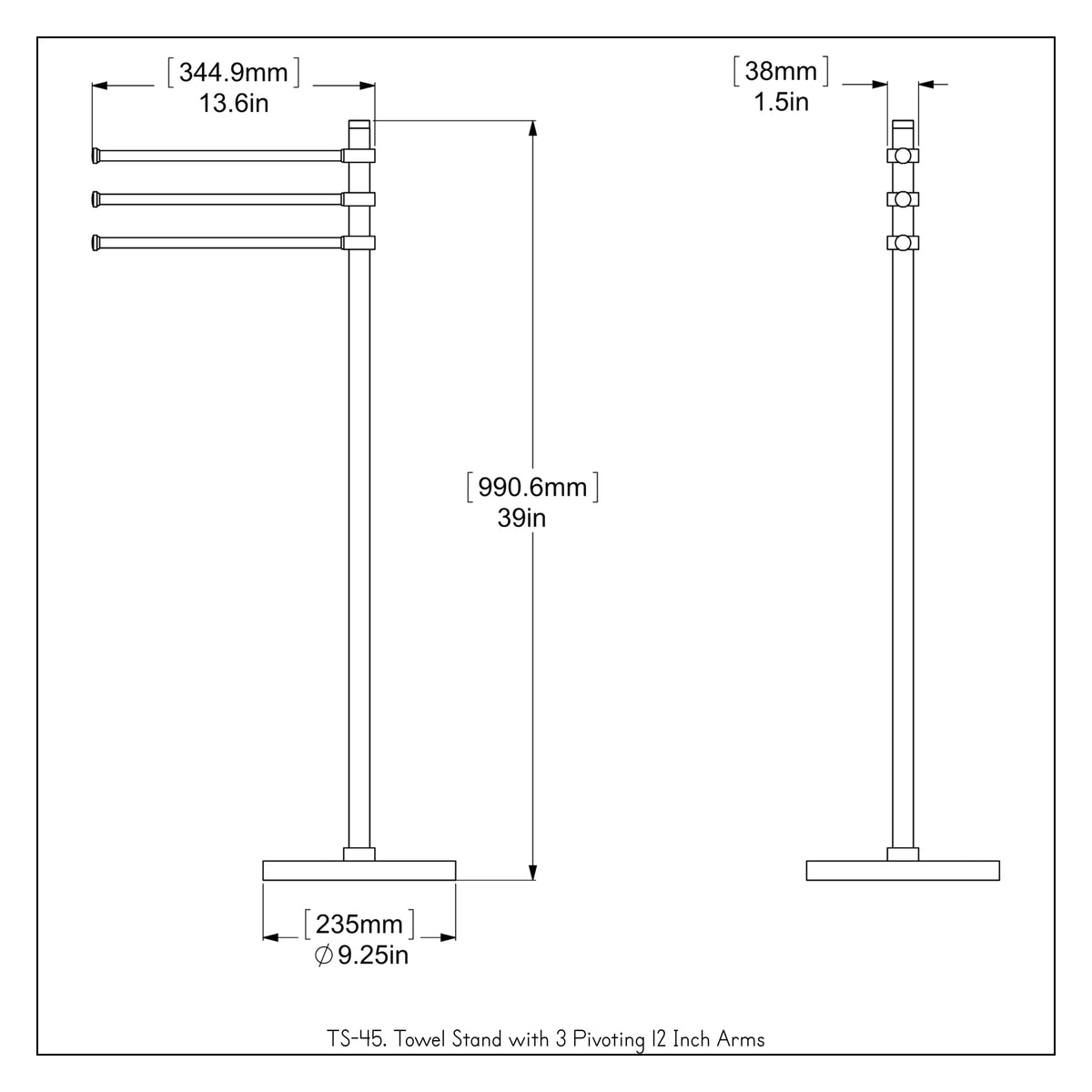 Allied Brass Matte White Freestanding Towel Rack, 39-in Height with 3 Pivoting Arms