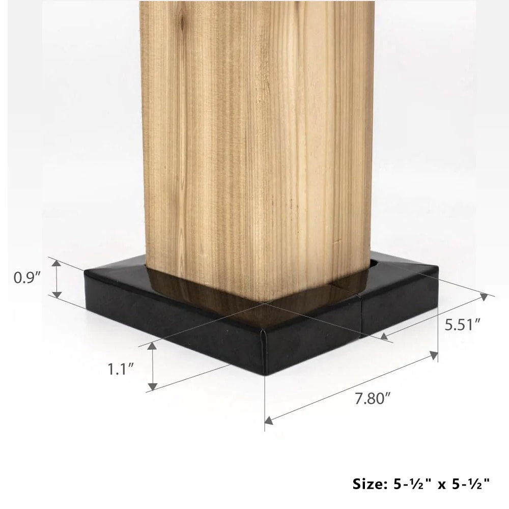 TITAN BUILDING PRODUCTS 5-1/2-in x 5-1/2-in Black Painted Galvanized Steel Deck Post Base Trim
