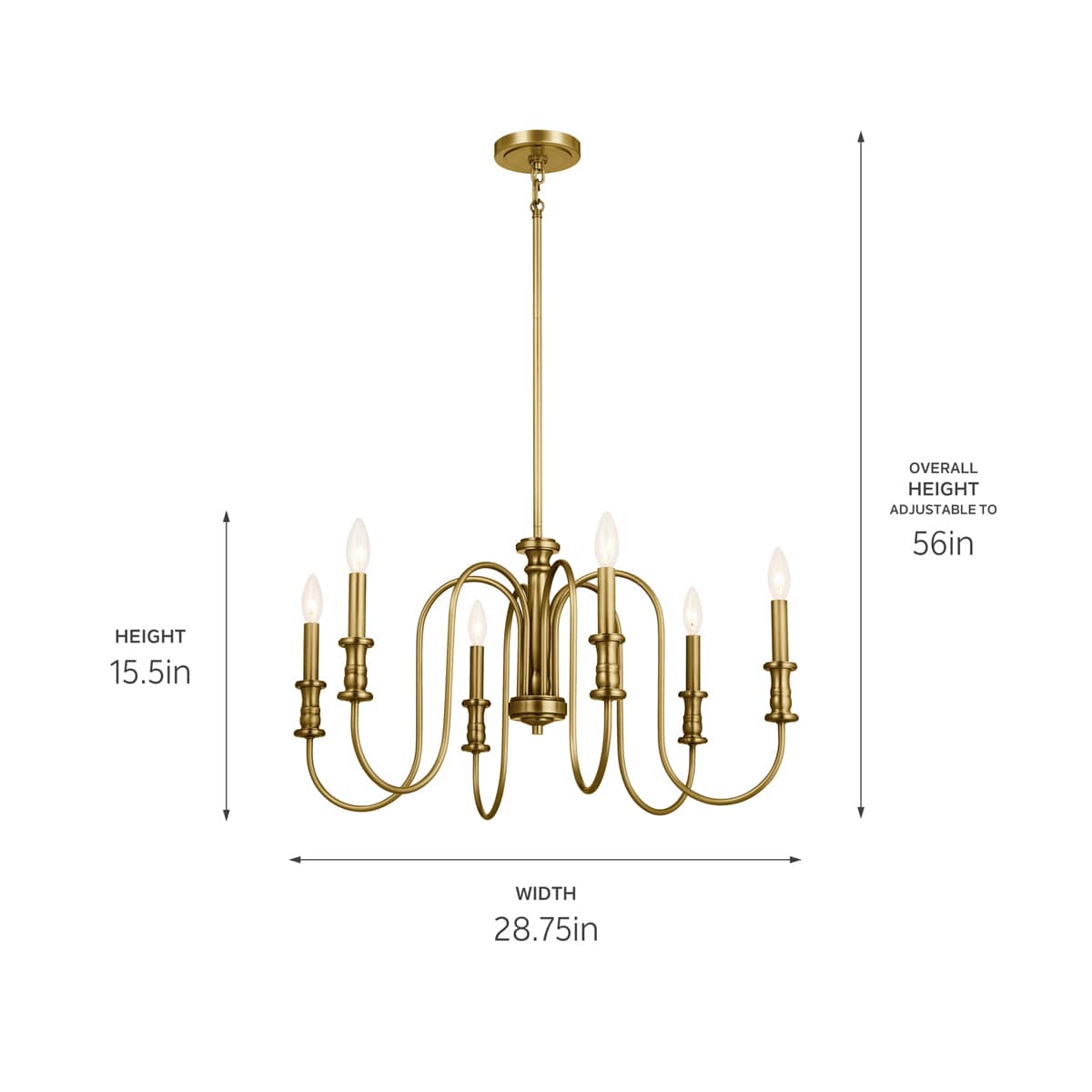 Kichler Karthe 6-Light Gold French Country/Cottage Chandelier