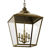 Kichler Dame 4-Light Character Bronze Farmhouse Clear Glass Lantern Large Hanging Pendant Light