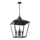 Kichler Dame 4-Light Textured Black Farmhouse Clear Glass Lantern Large Hanging Pendant Light