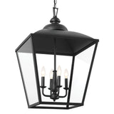 Kichler Dame 4-Light Textured Black Farmhouse Clear Glass Lantern Large Hanging Pendant Light