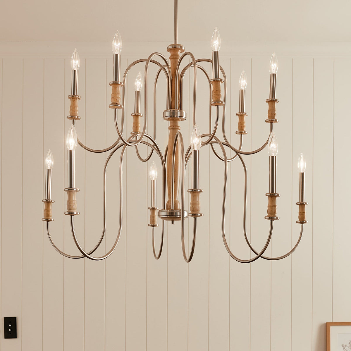 Kichler Karthe 12-Light Brushed Nickel Farmhouse Chandelier