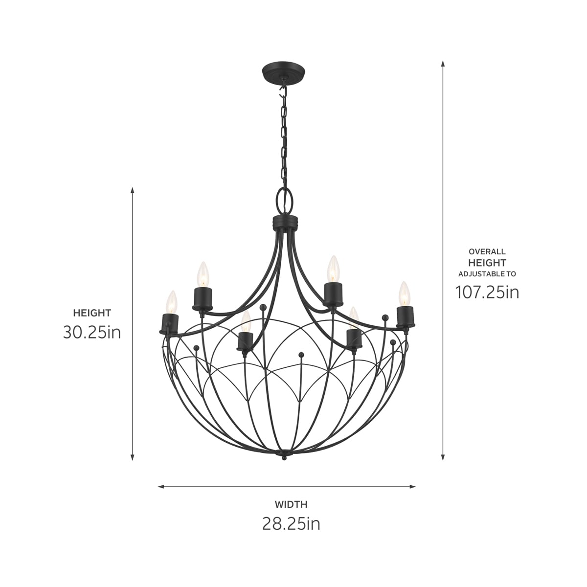 Kichler Topiary 6-Light Black Farmhouse Chandelier