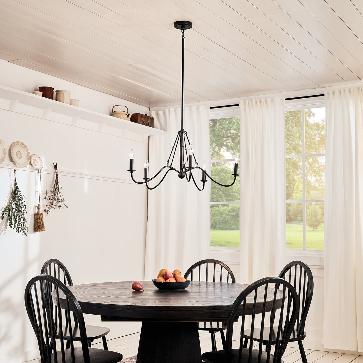 Kichler Freesia 5-Light Black Farmhouse Chandelier