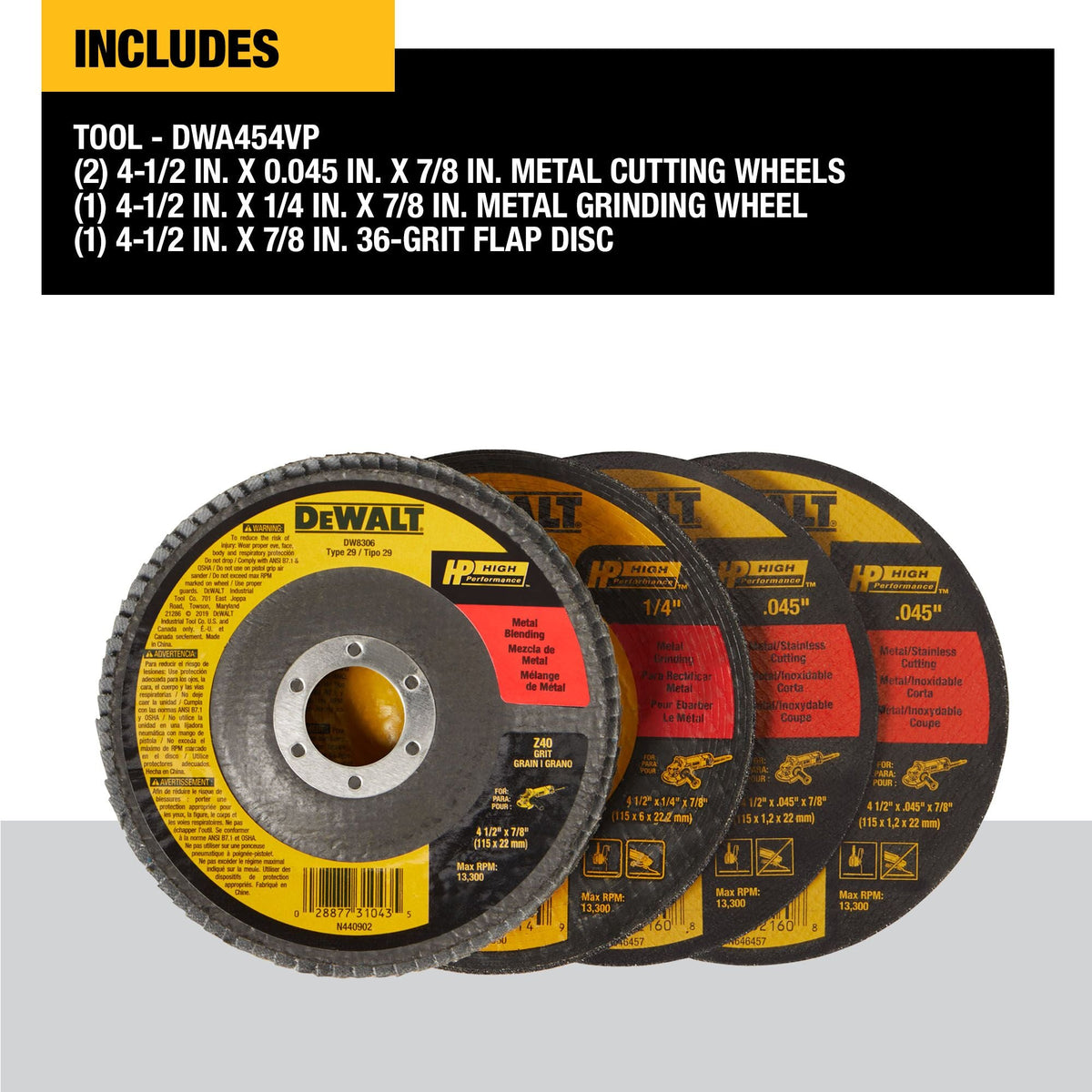 DEWALT 4-Pack Zirconia 4.5-in Grinding Wheel