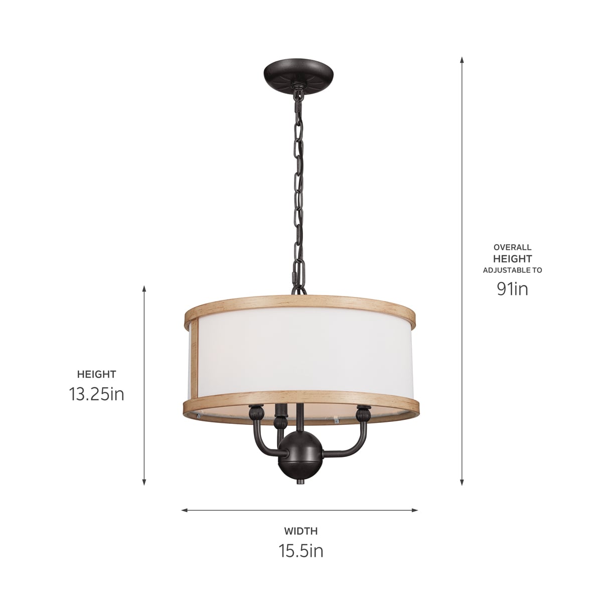 Kichler Heddle 3-Light Gray Farmhouse Chandelier