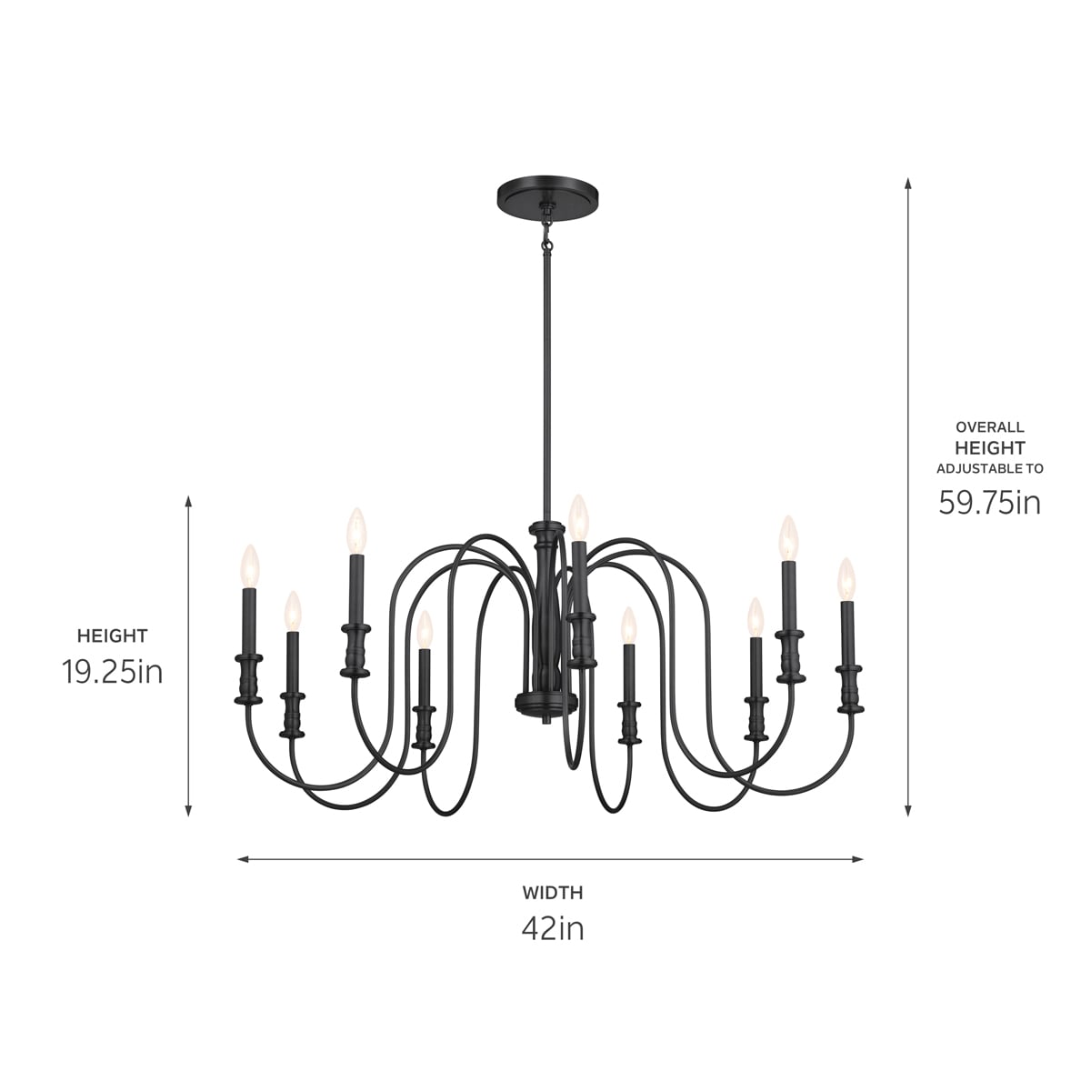 Kichler Karthe 9-Light Black Farmhouse Chandelier