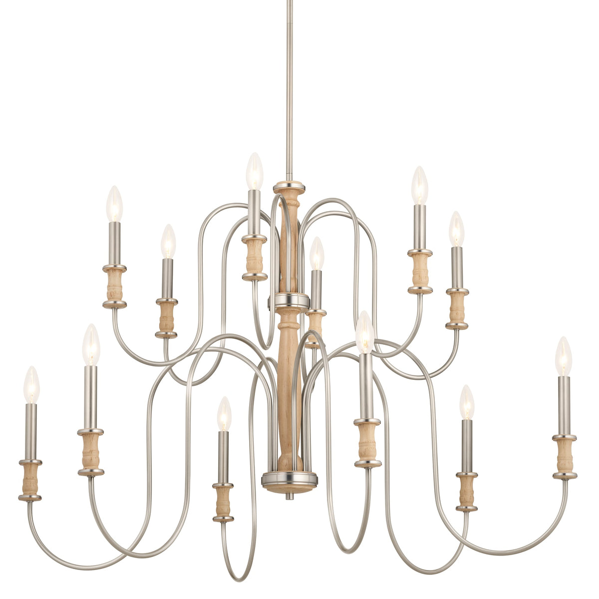 Kichler Karthe 12-Light Brushed Nickel Farmhouse Chandelier