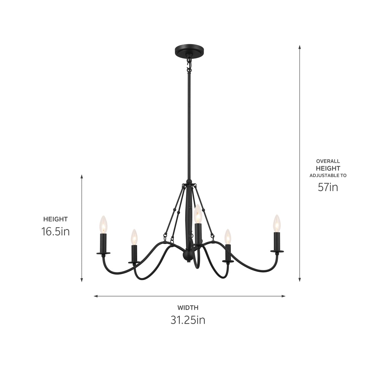 Kichler Freesia 5-Light Black Farmhouse Chandelier