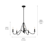 Kichler Freesia 5-Light Black Farmhouse Chandelier
