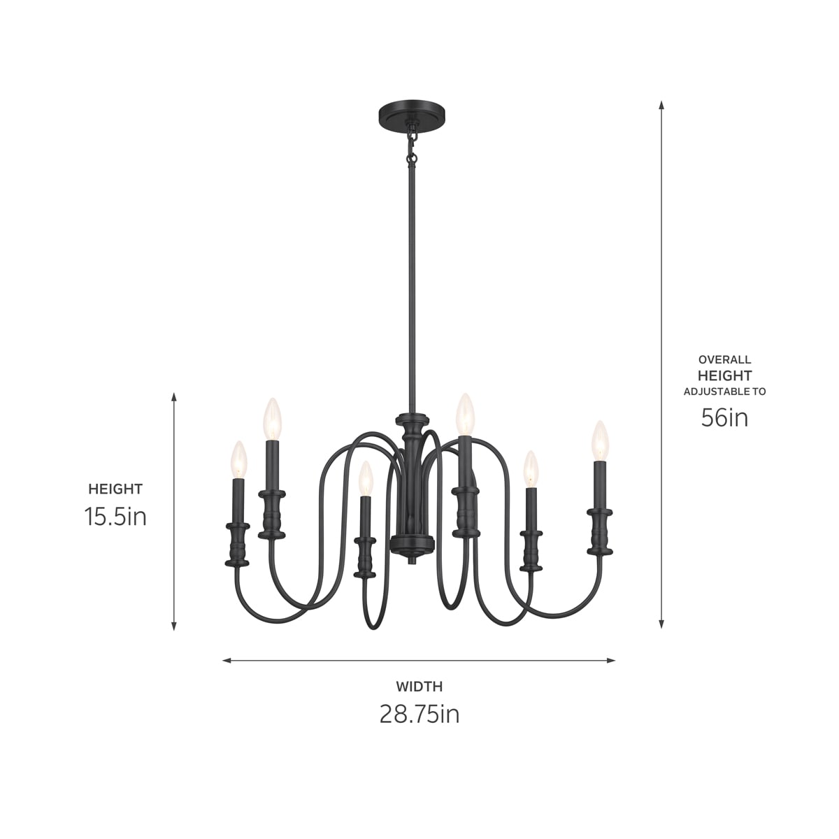 Kichler Karthe 6-Light Black Farmhouse Chandelier