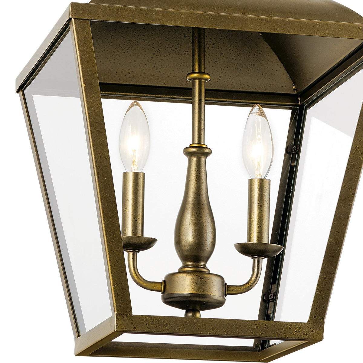 Kichler Dame 3-Light Character Bronze Farmhouse Clear Glass Lantern Medium Hanging Pendant Light