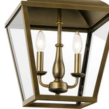 Kichler Dame 3-Light Character Bronze Farmhouse Clear Glass Lantern Medium Hanging Pendant Light