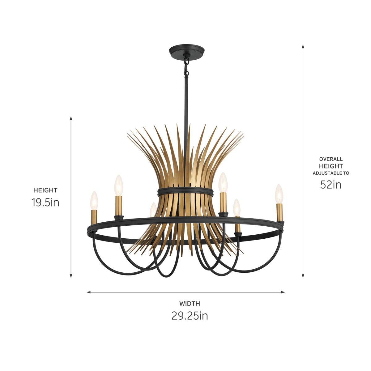 Kichler Baile 6-Light Black Farmhouse Chandelier