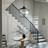Kichler Dame 4-Light Textured Black Farmhouse Clear Glass Lantern Large Hanging Pendant Light