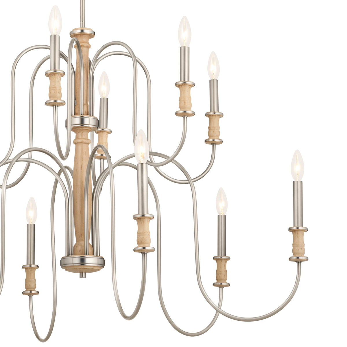 Kichler Karthe 12-Light Brushed Nickel Farmhouse Chandelier