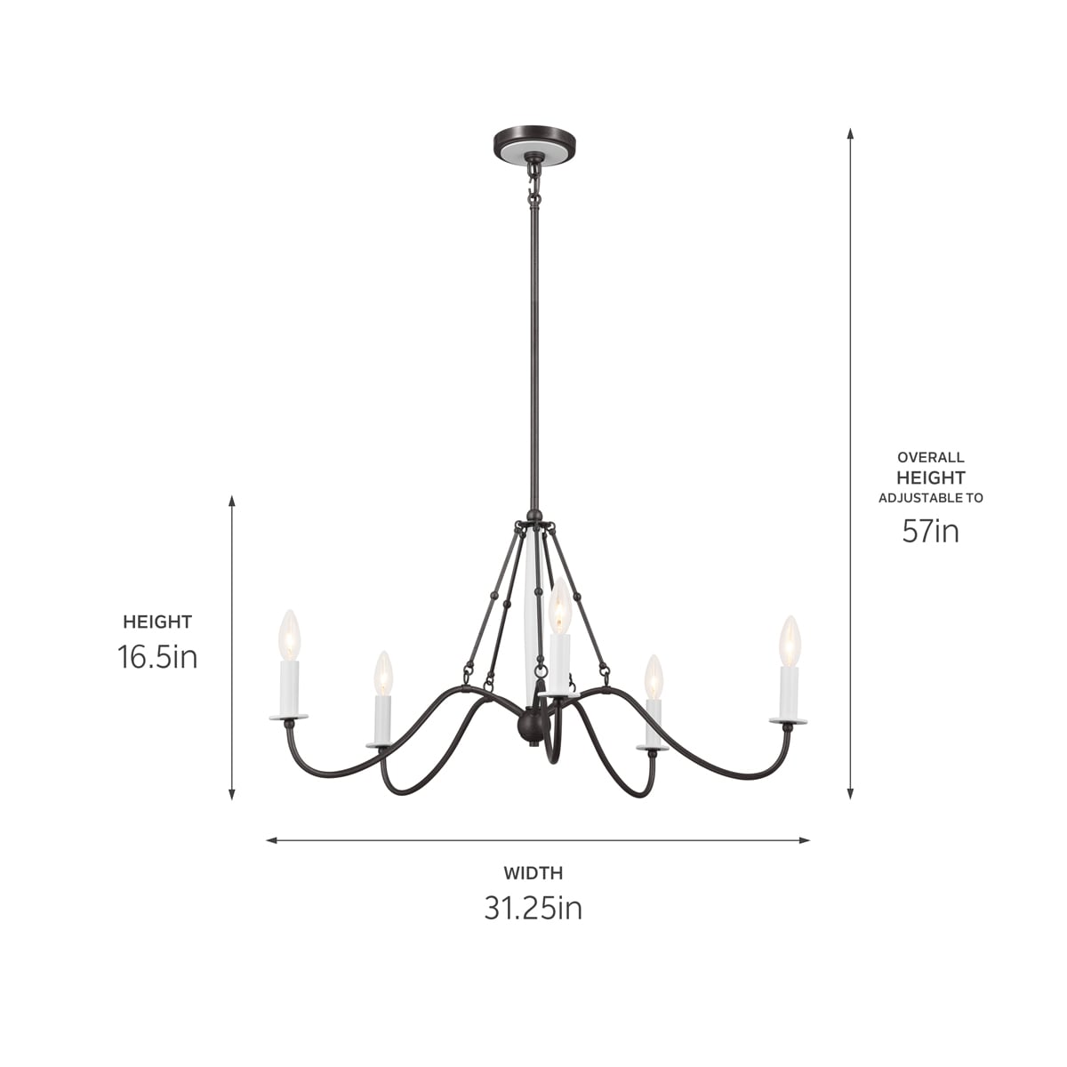 Kichler Freesia 5-Light Gray Farmhouse Chandelier