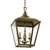 Kichler Dame 3-Light Character Bronze Farmhouse Clear Glass Lantern Medium Hanging Pendant Light