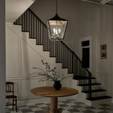 Kichler Dame 4-Light Character Bronze Farmhouse Clear Glass Lantern Large Hanging Pendant Light