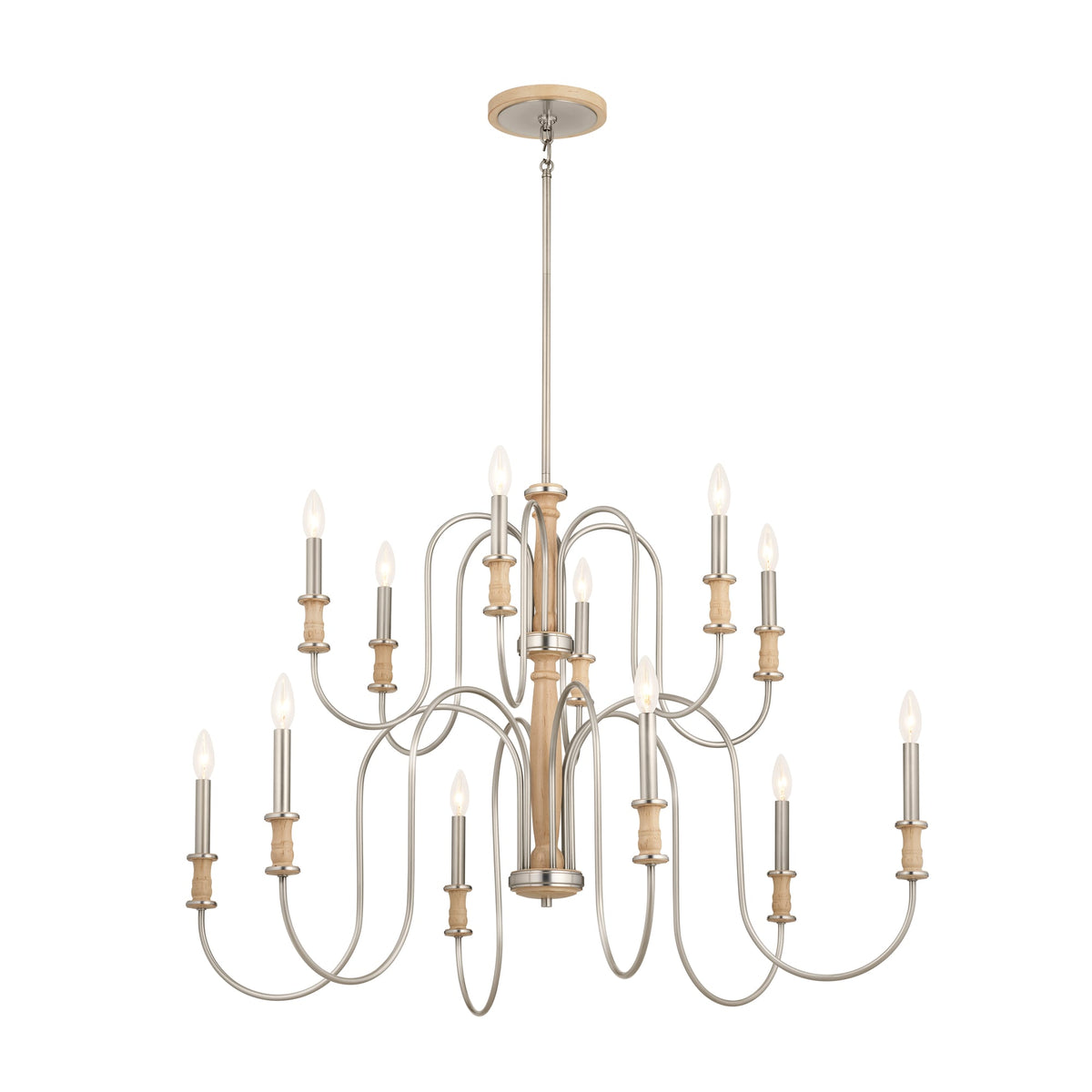 Kichler Karthe 12-Light Brushed Nickel Farmhouse Chandelier
