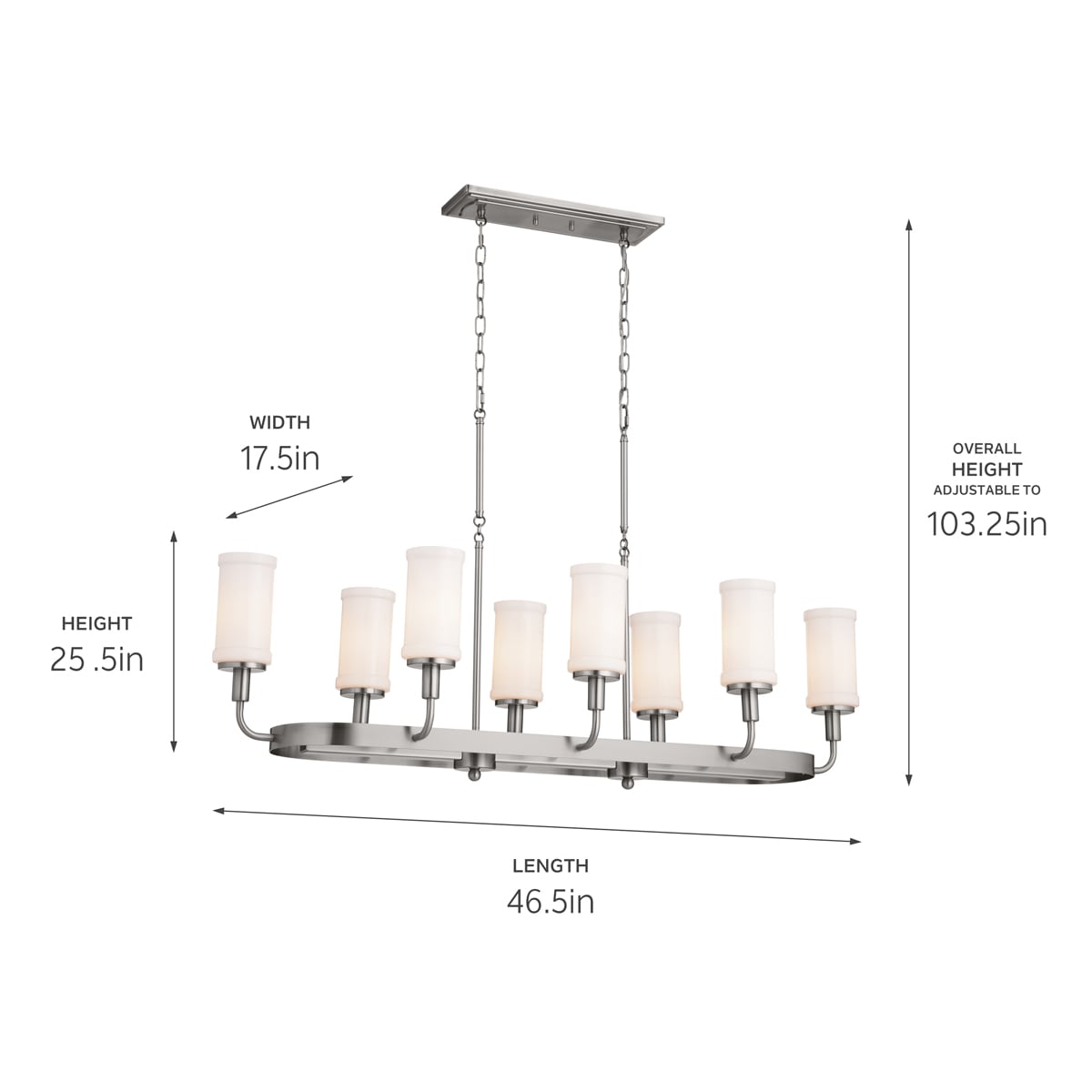 Kichler Vetivene 8-Light Pewter Farmhouse Chandelier