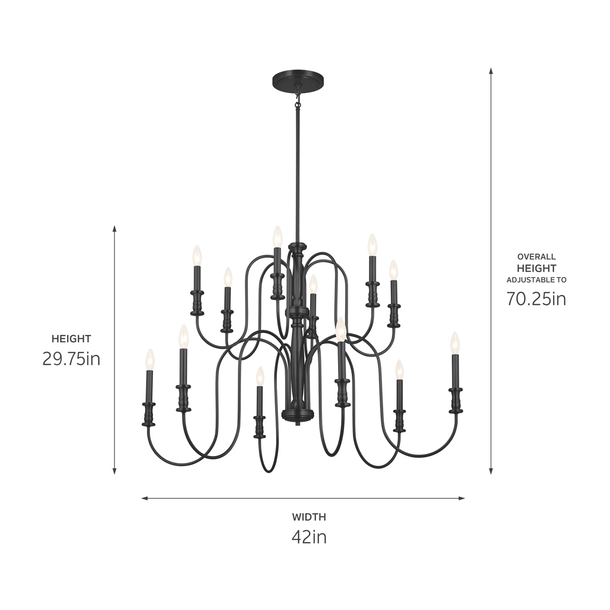 Kichler Karthe 12-Light Black Farmhouse Chandelier