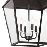 Kichler Dame 4-Light Anvil Iron Farmhouse Clear Glass Lantern Large Hanging Pendant Light