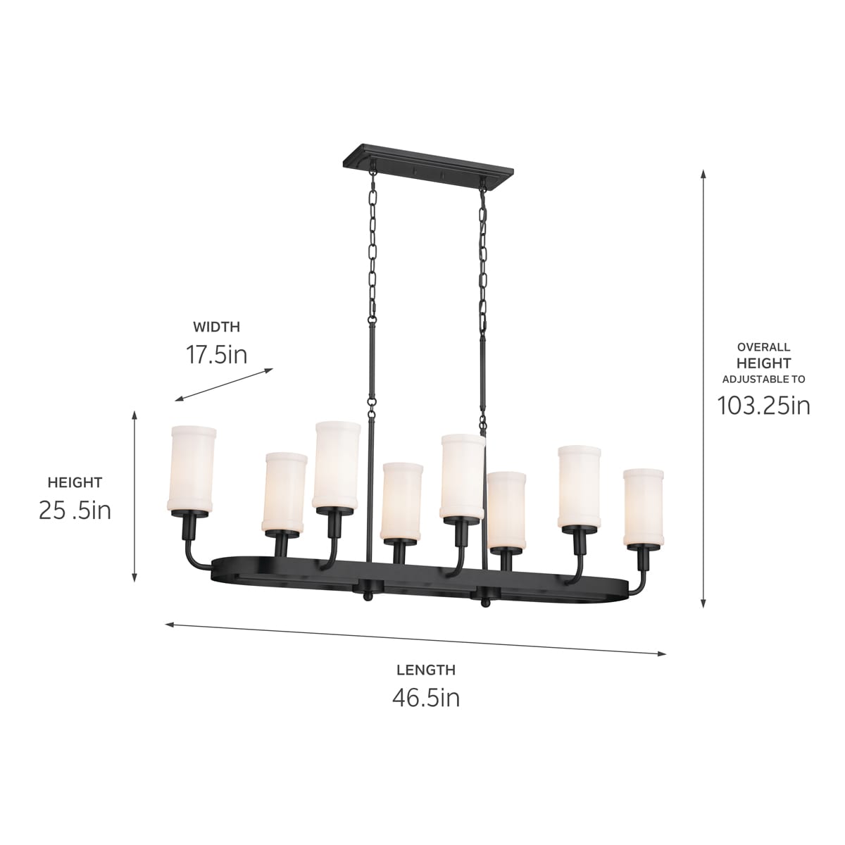 Kichler Vetivene 8-Light Black Farmhouse Chandelier