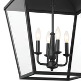Kichler Dame 4-Light Textured Black Farmhouse Clear Glass Lantern Large Hanging Pendant Light