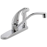 Peerless Choice Chrome 1-Handle Deck-Mount Low-Arc Handle Kitchen Faucet