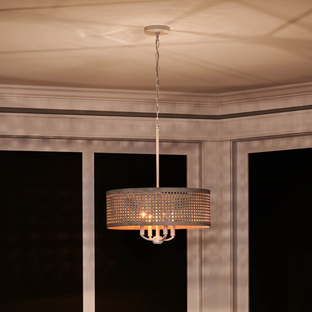 Kichler Sayulita 4-Light White Coastal Drum Medium Hanging Pendant Light