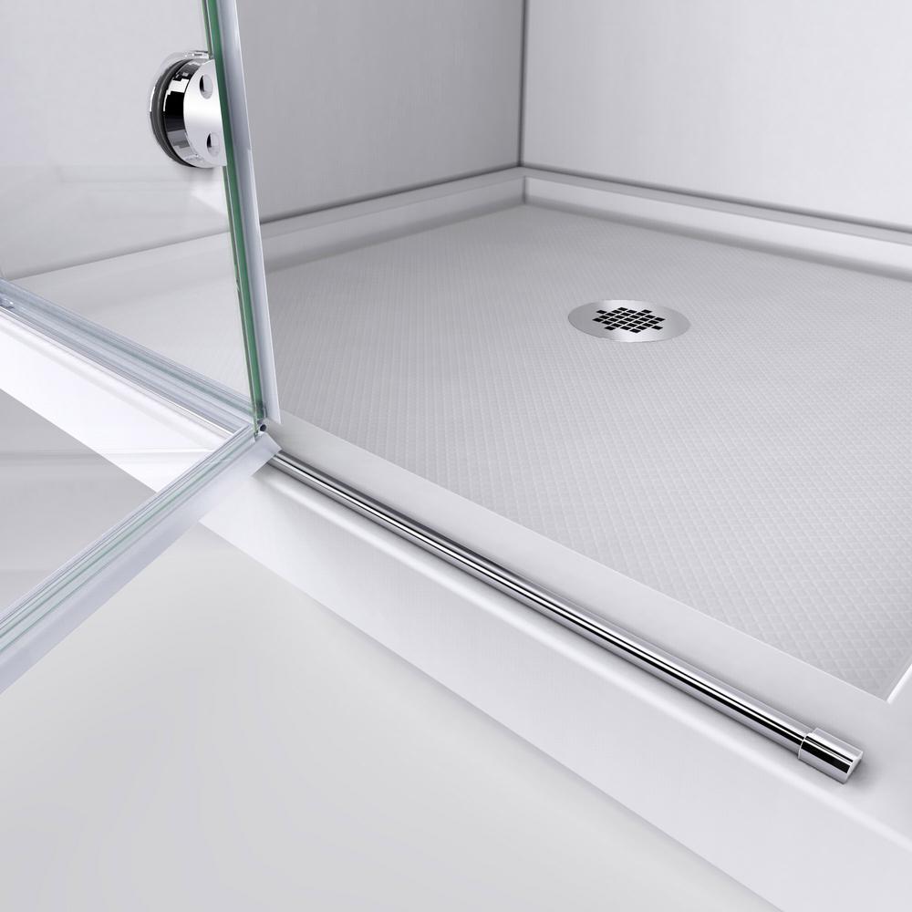 Aqua Fold 33.5 in. x 72 in. Semi-Frameless Hinged Shower Door in Chrome - Super Arbor