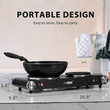 1800-Watt 2-Burner 7.1 in. Cast Iron Electric Hot Plate with Mitten