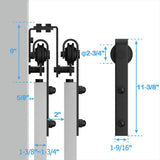 9 ft./108 in. Powder Coated Black Heavy-Duty Bypass Double Door Sliding Barn Door Hardware Classic Design Roller - Super Arbor