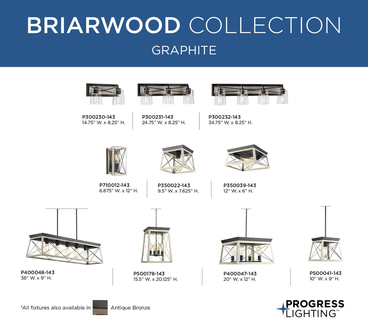 Progress Lighting Briarwood 4-Light Black Farmhouse Chandelier