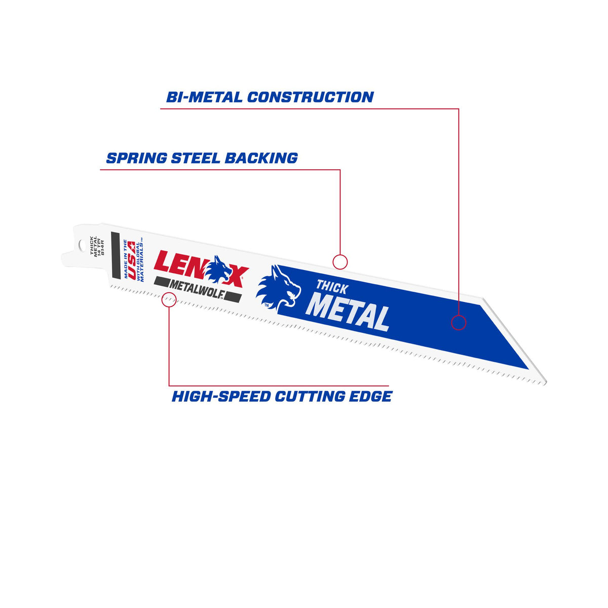 LENOX METALWOLF 5-Pack 8-in 18-TPI Bi-Metal Reciprocating Saw Blades for Metal Cutting