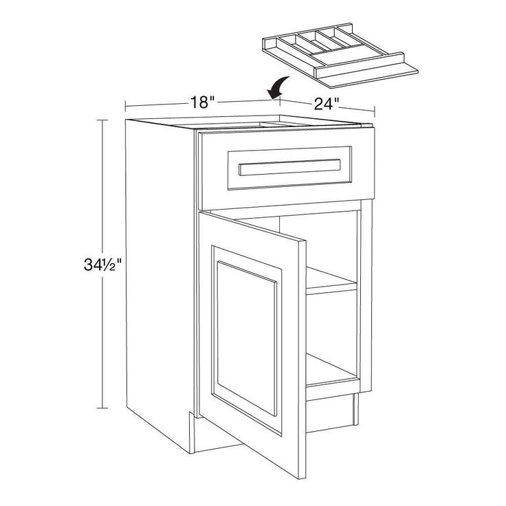 Grayson 18 in. W x 24 in. D x 34.5 in. H Assembled Plywood Base Kitchen Cabinet in Deep Onyx with Cutlery Soft Close LH