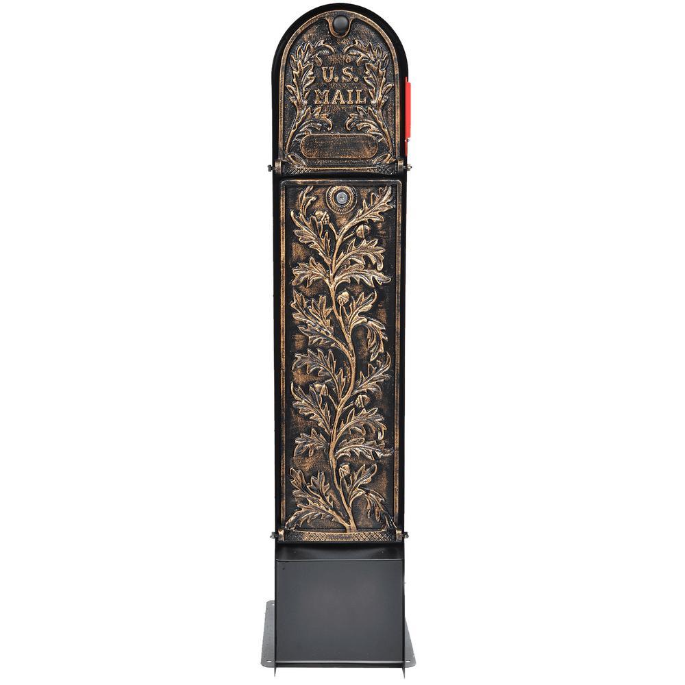 Climbing Leaf 4-Door Front and Back Access Lockable Ground Mount Mailbox in Silver Pewter - Super Arbor