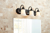 Portfolio Shaker Park 3-Light 24.09-in Oil-Rubbed Bronze Vanity Light with White Glass Shades