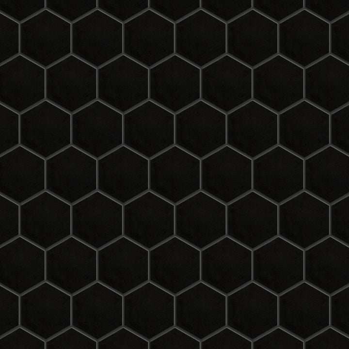 Affinity Tile Metro 2" Hex Matte Black 11-in x 13-in Matte Porcelain Hexagon Mosaic Floor and Wall Tile product image